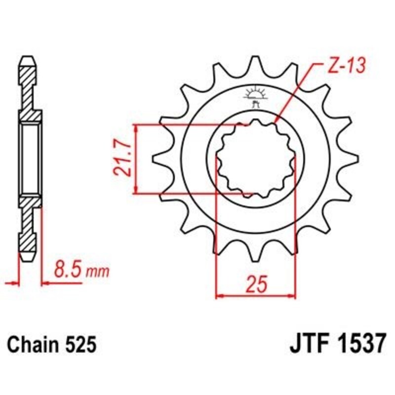 JT SPROCKETS Geräuschgedämpftes Stahlritzel vorne - 525
