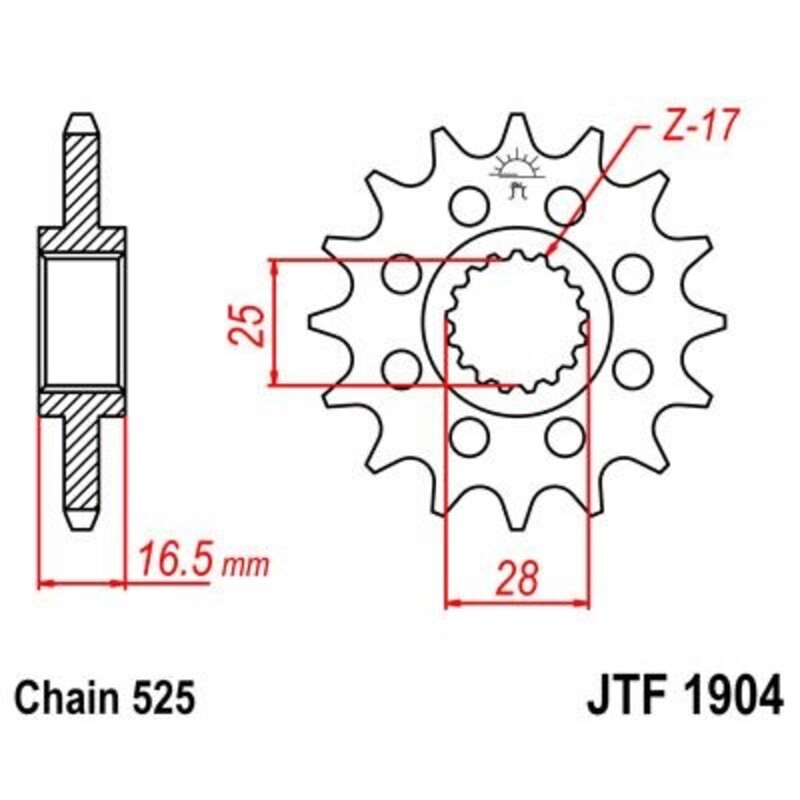 JT SPROCKETS Geräuschgedämpftes Stahlritzel vorne - 525