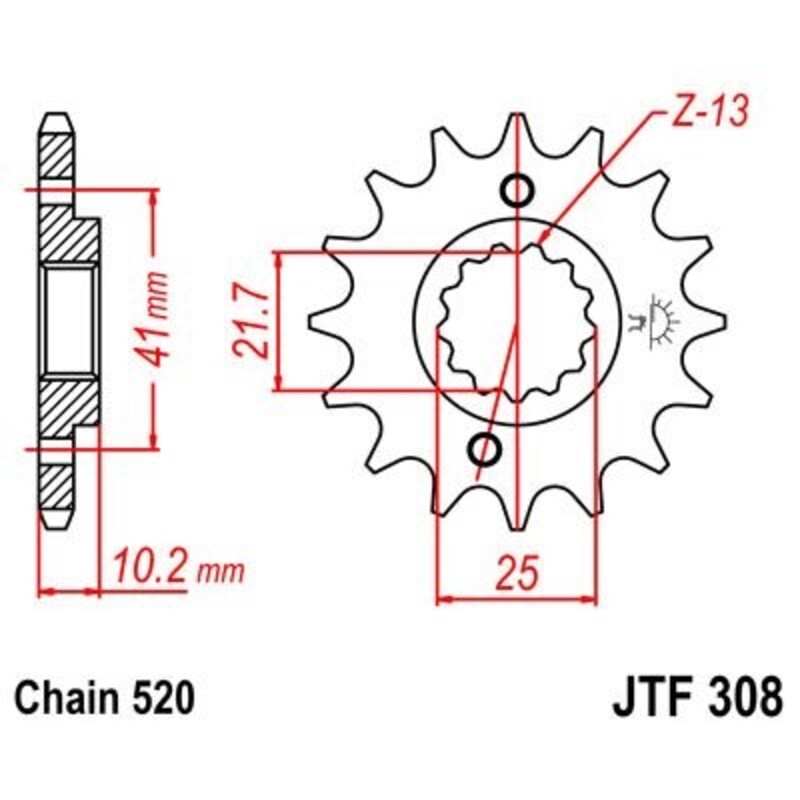 JT SPROCKETS Geräuschgedämpftes Stahlritzel vorne - 520