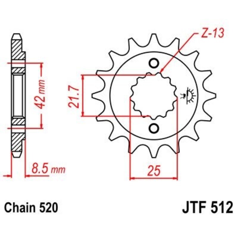 JT SPROCKETS Geräuschgedämpftes Stahlritzel vorne - 520