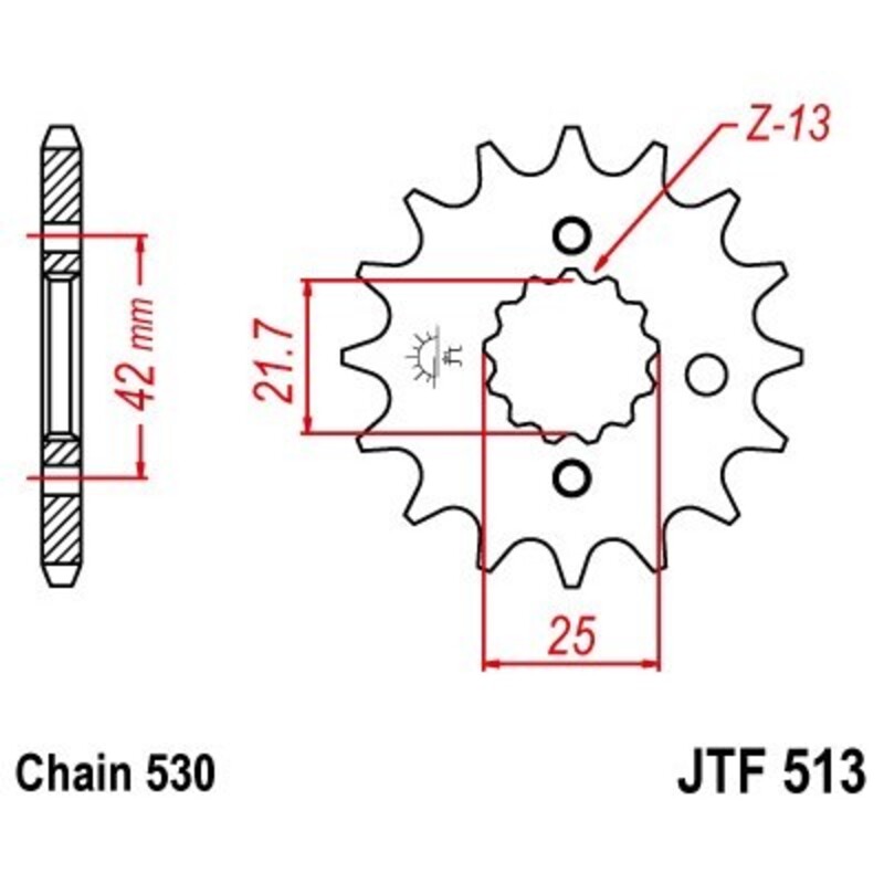 JT SPROCKETS Geräuschgedämpftes Stahlritzel vorne - 530