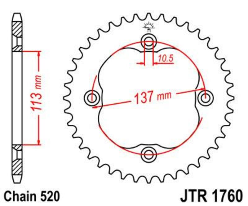 JT SPROCKETS Kettenrad Stahl Standard - 520