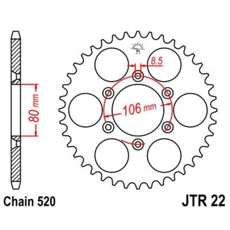 JT SPROCKETS Kettenrad Stahl Standard - 520