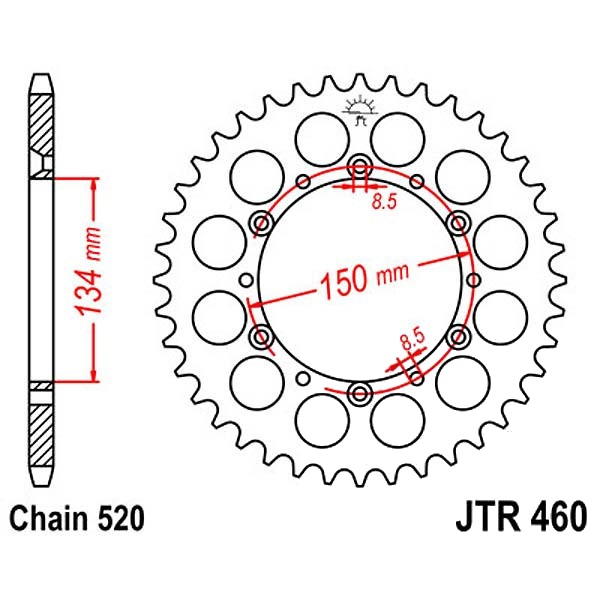 JT SPROCKETS Kettenrad Stahl Standard - 520