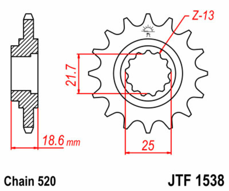 JT SPROCKETS Standard Stahlritzel vorne - 520