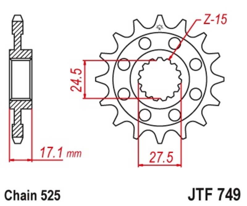 JT SPROCKETS Standard Stahlritzel vorne - 525