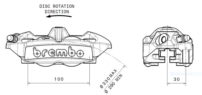 BREMBO M4 Bremssattel vorne links Titan Ø34mm