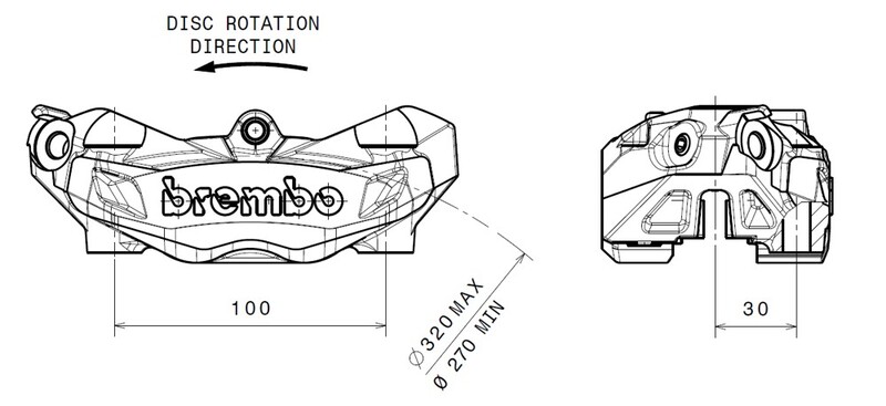 BREMBO M4 Bremssattel vorne links Gold Ø32mm