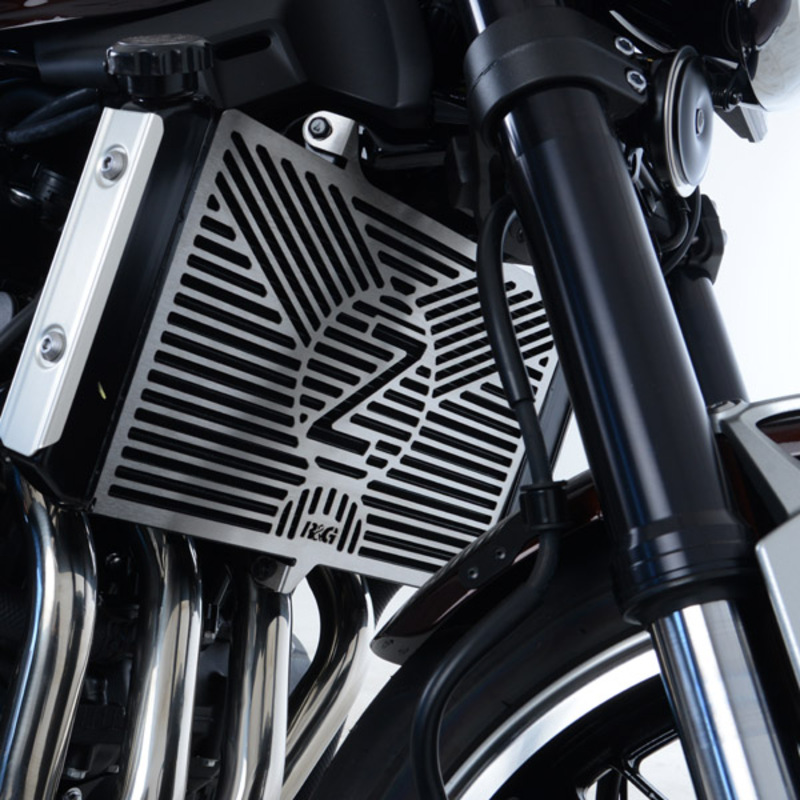 R&G RACING Kühlergrillschutz aus Edelstahl mit Markengravur - passend für Kawasaki Z900 RS