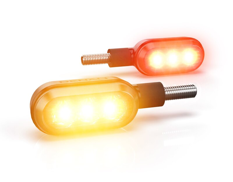 DENALI T3 Switchback M8 LED 3in1 Blinker-Rücklicht-Kombination Gehäuse Schwarz / Linse Klar (Paar), Hinten
