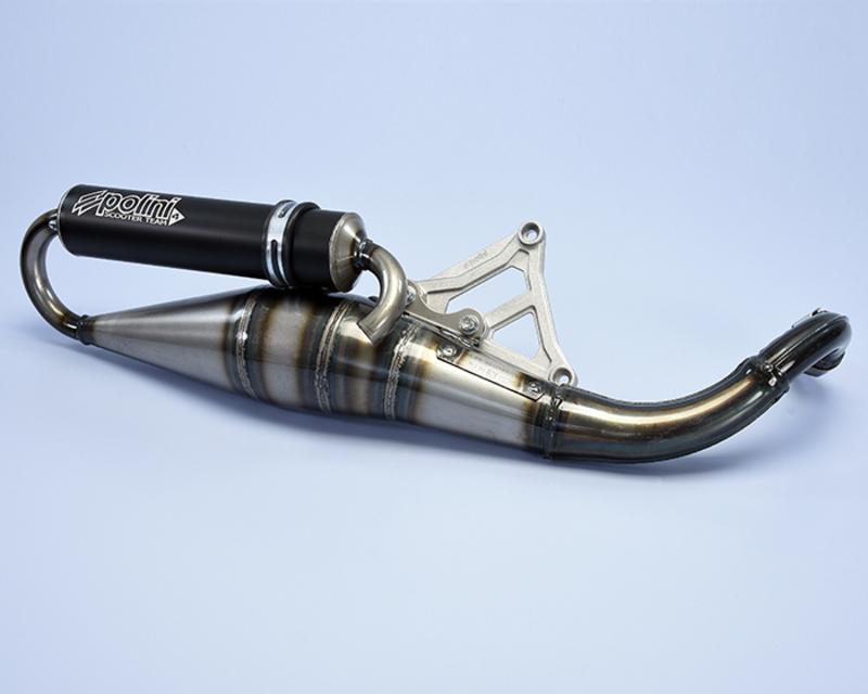 POLINI Scooter Team 4 Exhaust Stainless Steel/Carbon - passend für Peugeot Kisbee 50
