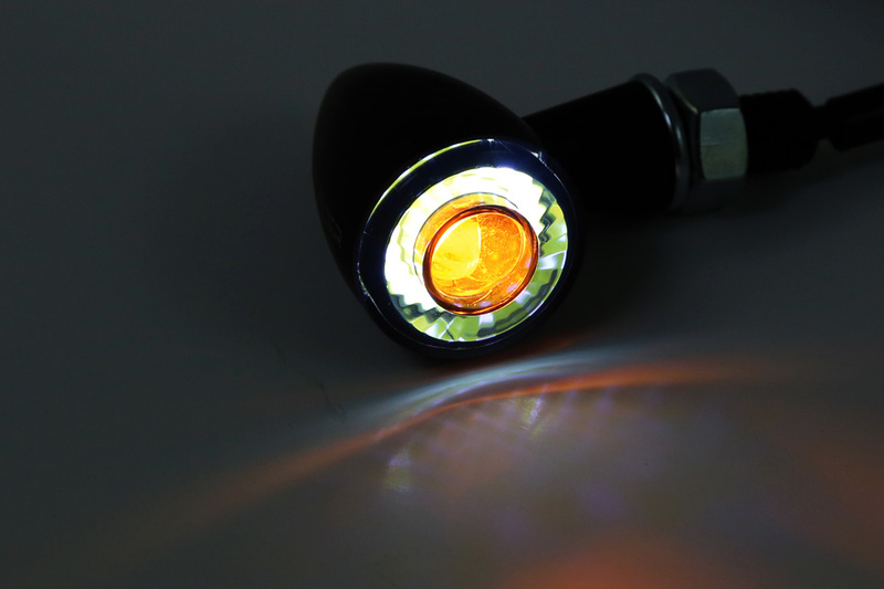 HIGHSIDER pro Montana Bullet LED Blinker mit Positionslicht 2in1, Schwarz-Matt (Paar)