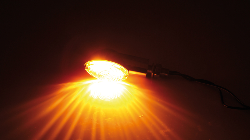 SHIN YO Cateye Glühlampen Mini Indicator Gehäuse  Chrom / Linse Orange (Paar), Vorn & Hinten