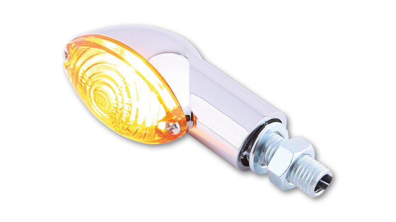 SHIN YO Cateye Glühlampen Mini Indicator Gehäuse  Chrom / Linse Orange (Paar), Vorn & Hinten