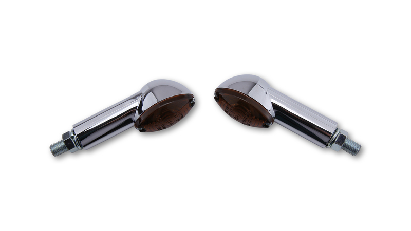 SHIN YO Cateye Glühlampen Mini Indicator Gehäuse Chrom / Linse Rauchgrau (Paar), Vorn & Hinten