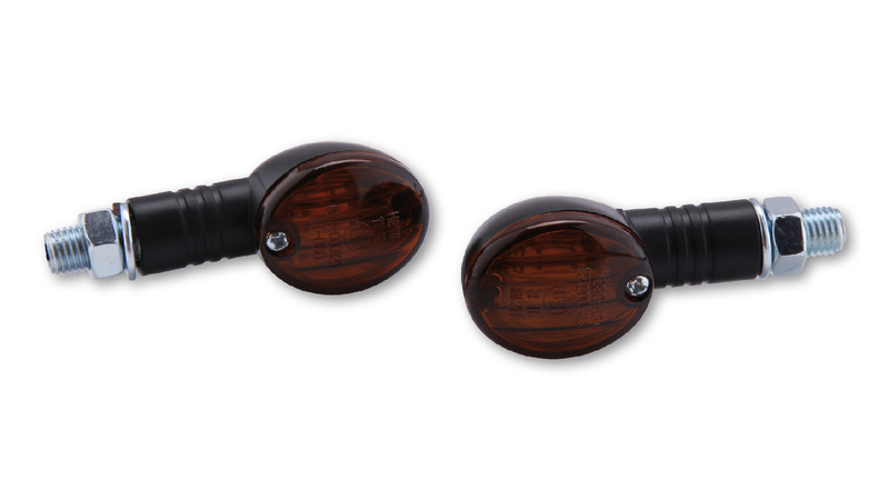 SHIN YO Micro Glühlampen Mini Indicator Gehäuse Schwarz / Linse Rauchgrau-Orange (Paar), Vorn & Hinten