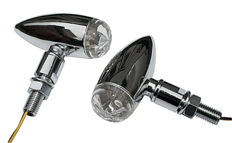 HIGHSIDER pro Micro-Bullet LED Indicator Gehäuse Chrom / Linse Klar (Paar), Vorn & Hinten