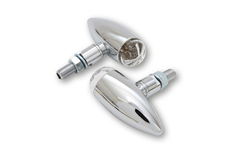 HIGHSIDER pro Micro-Bullet LED Indicator Gehäuse Chrom / Linse Klar (Paar), Vorn & Hinten
