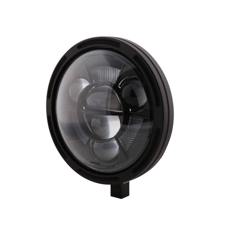 HIGHSIDER pro 7 Zoll Hauptscheinwerfer Frame-R1 Typ 11 LED Schwarz Untere Befestigung, E-Geprüft (1Stck)