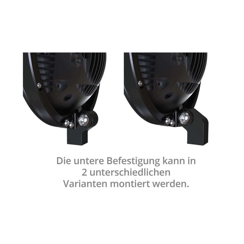 HIGHSIDER pro 7 Zoll Hauptscheinwerfer Frame-R1 Typ 11 LED Schwarz Untere Befestigung, E-Geprüft (1Stck)