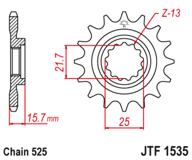 JT SPROCKETS Geräuschgedämpftes Stahlritzel vorne - 525