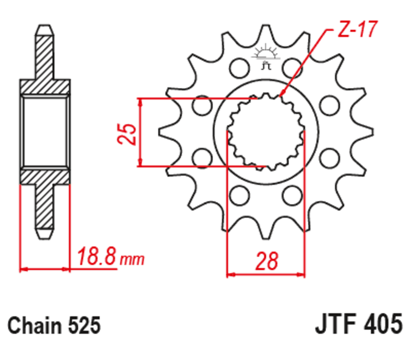 JT SPROCKETS Geräuschgedämpftes Stahlritzel vorne - 525