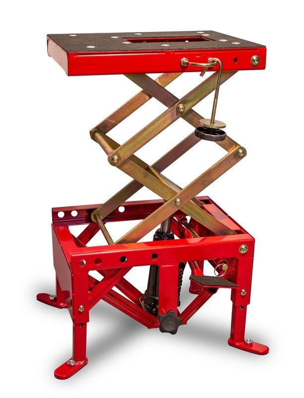VECTOR Motorradheber hydraulisch rot (Räder nicht inbegriffen)