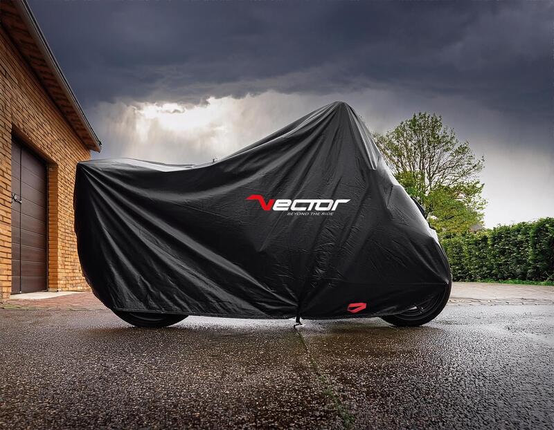 VECTOR Abdeckplane außen Baumwolle für Motorrad/Scooter – Schwarz - S