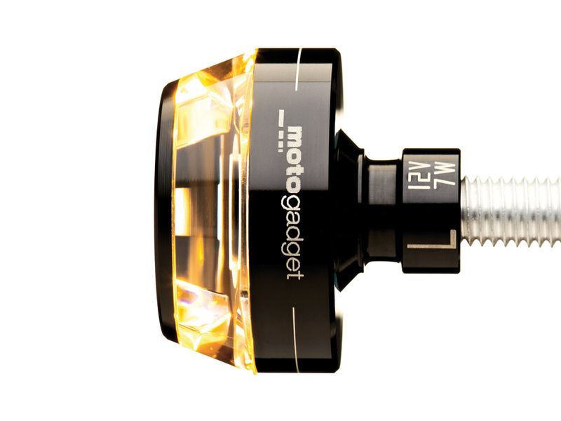 MOTOGADGET Mo.Blaze Disc LED Indicator Gehäuse Schwarz / Linse Klar (Stück), Vorn Links