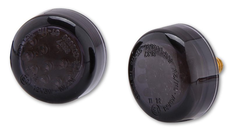 HIGHSIDER smart Micro Disc LED Blinker Gehäuse Schwarz / Linse Rauchgrau (Paar), Vorn & Hinten