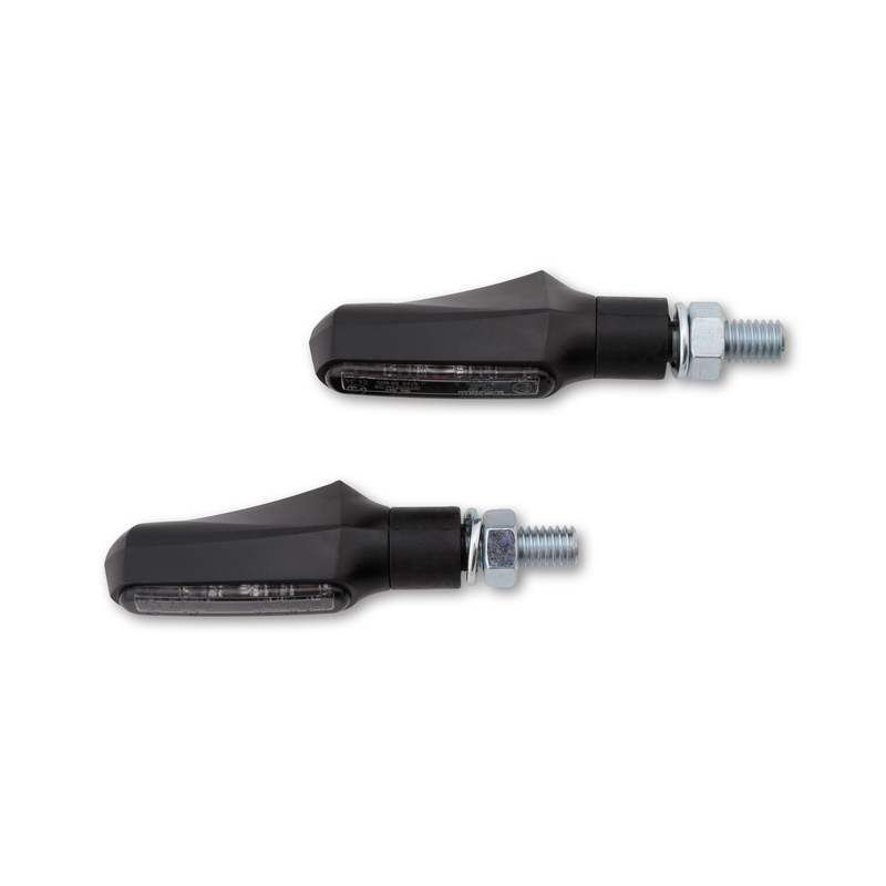HIGHSIDER smart Shorty-Fin LED Blinker Gehäuse Schwarz / Linse Rauchgrau (Paar), Vorn & Hinten