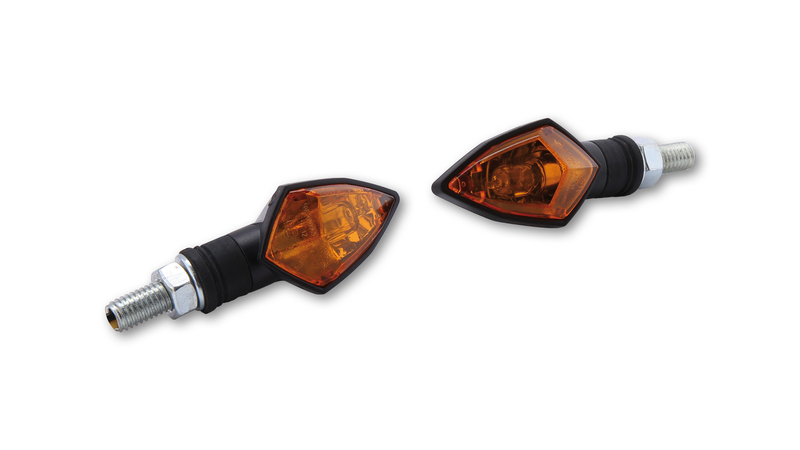 HIGHSIDER smart Rock Glühlampen Mini-Blinker Gehäuse Schwarz / Linse Orange (Paar), Vorn & Hinten