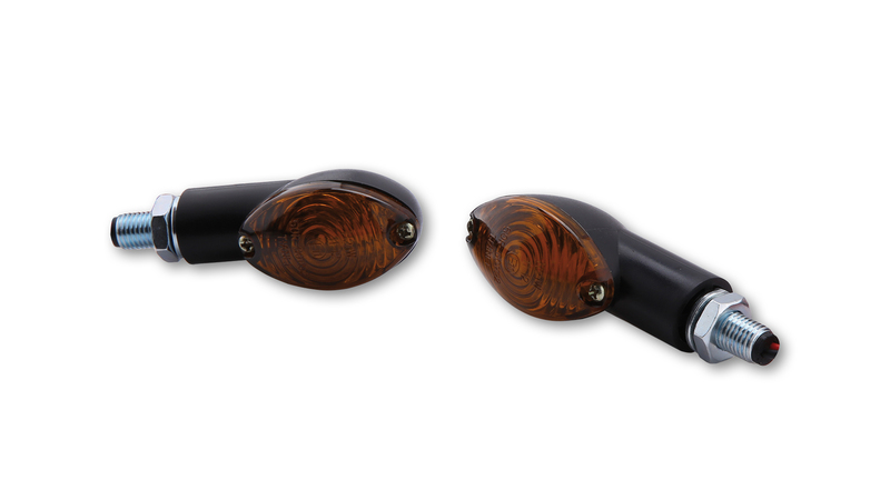 HIGHSIDER smart Cateye Glühlampen Mini-Blinker Gehäuse Schwarz / Linse Rauchgrau (Paar), Vorn & Hinten