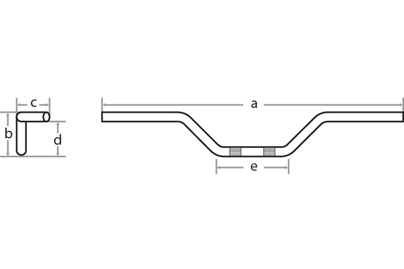 FEHLING Lenker flach, breit, sehr stark gekröpft, 1 Zoll, 105 cm, chrom, mit Kerbe, HD 82-