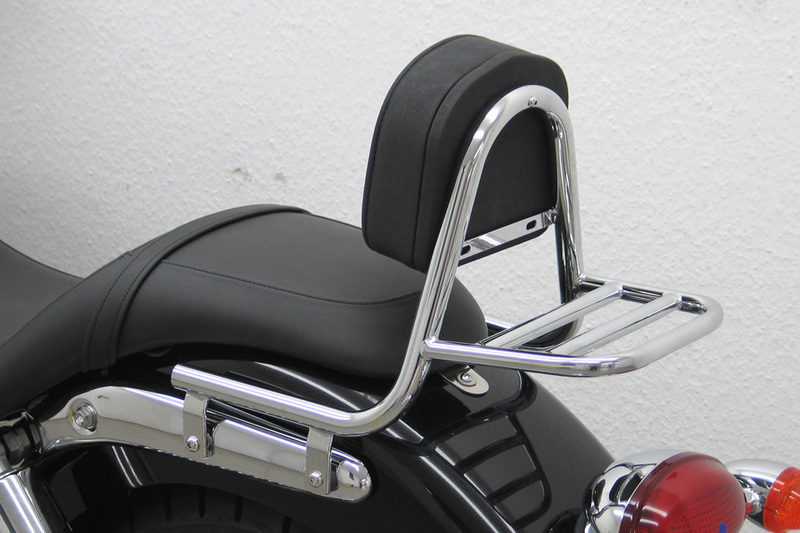 FEHLING Sissy Bar aus Rohr mit Kissen und Gepäckträger, passend für Triumph Speedmaster 2008-