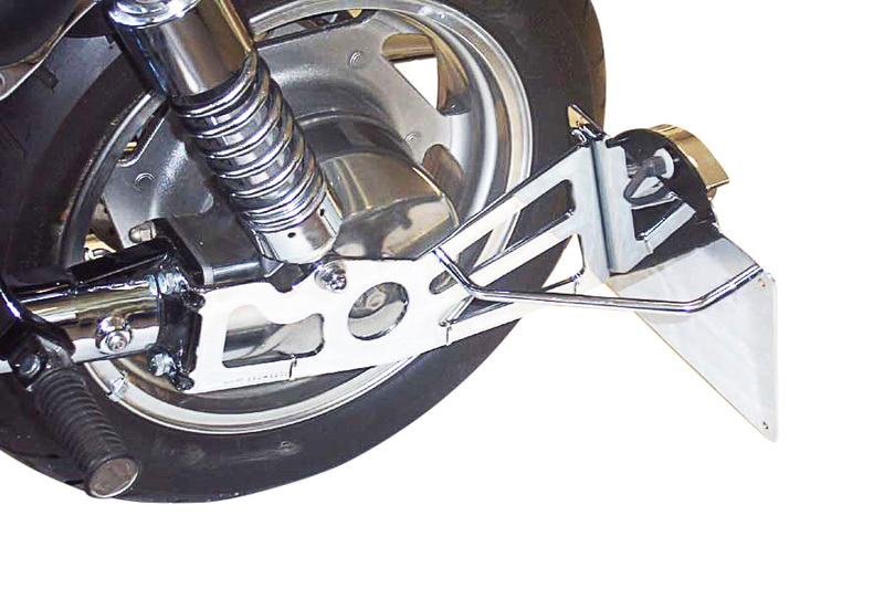 BURCHARD EXCELLENCE Seitlicher Kennzeichenhalter mit Teilegutachten, passend für Kawasaki VN 1500 Mean Streak / passend für Suzuki VZ 1600 Marauder, chrom