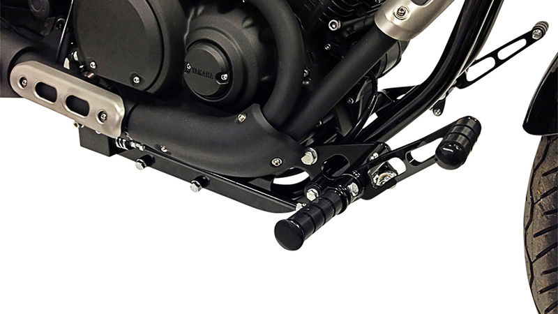 BURCHARD EXCELLENCE vorverlegte Fußrastenanlage mit ABE, +35 cm, passend für Yamaha XV 950 Bolt, Ness gefräst, schwarz matt