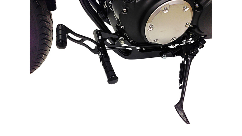 BURCHARD EXCELLENCE vorverlegte Fußrastenanlage mit ABE, +35 cm, passend für Yamaha XV 950 Bolt, Ness gefräst, schwarz matt