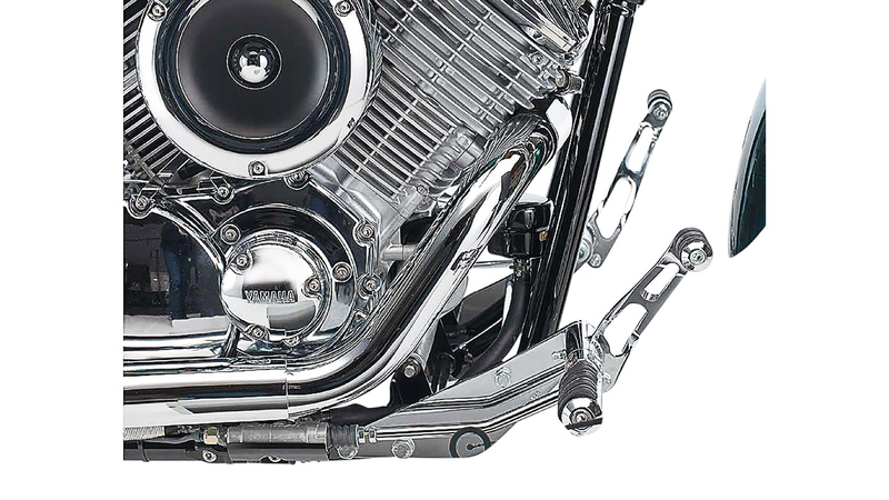 BURCHARD EXCELLENCE vorverlegte Fußrastenanlage mit ABE, +19 cm, passend für Yamaha XVS 1100 Drag Star /Classic, Sundance gefräst, chrom