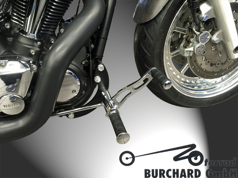 BURCHARD EXCELLENCE vorverlegte Fußrastenanlage mit ABE, +15 cm, passend für Yamaha XV 1900 A Midnight Star, Ness gefräst, schwarz matt/chrom