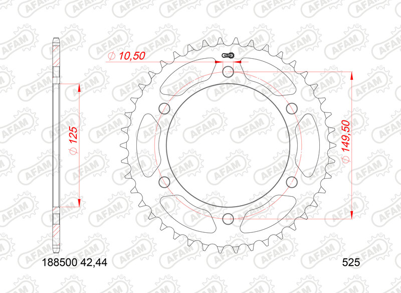 AFAM Kettenrad Stahl Standard - 525