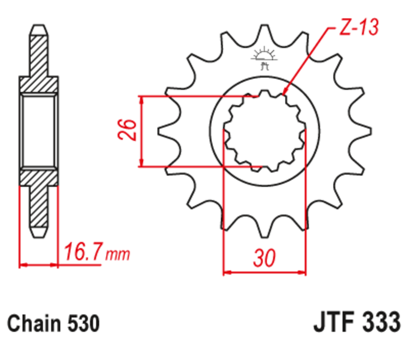 JT SPROCKETS Geräuschgedämpftes Stahlritzel vorne - 530