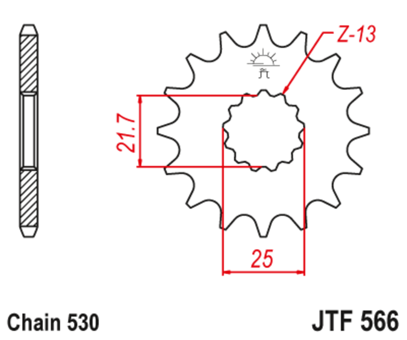 JT SPROCKETS Geräuschgedämpftes Stahlritzel vorne - 530