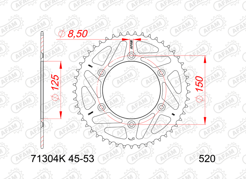 AFAM Kettenrad Stahl Standard - 520