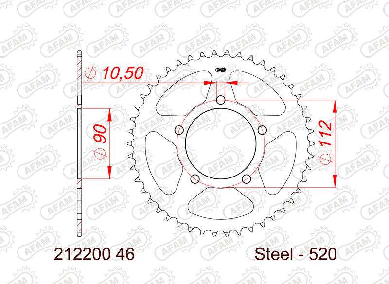 AFAM Kettenrad Stahl Standard - 520