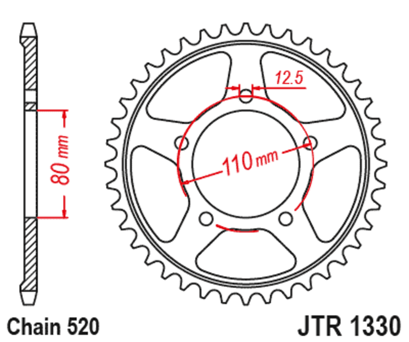 JT SPROCKETS Kettenrad Stahl Standard - 520