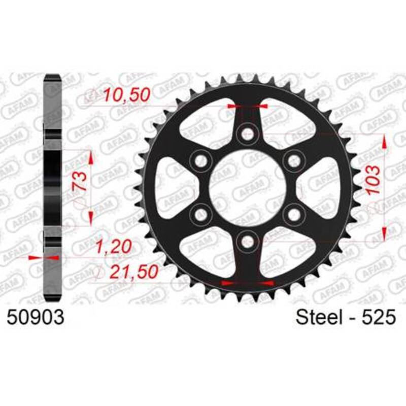 AFAM Kettenrad Stahl Standard - 525