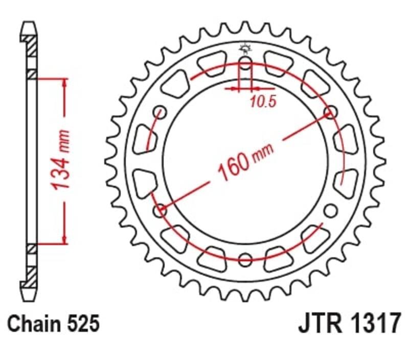 JT SPROCKETS Kettenrad Stahl Standard - 525