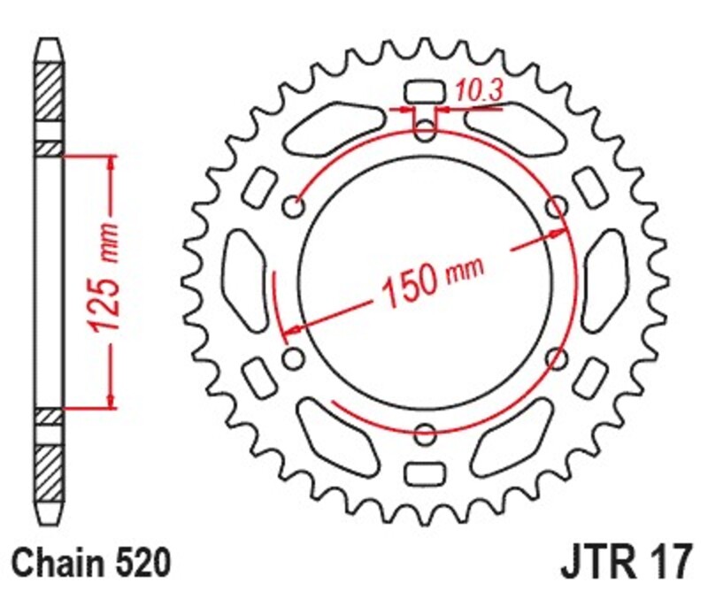 JT SPROCKETS Kettenrad Stahl Standard - 520