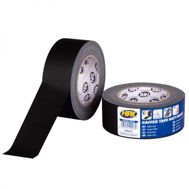 HPX Gaffer-Tape Klebeband, mattschwarz – 48mm x 25m